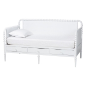 Baxton Studio Lucera 3-Drawer Daybed with Bobbin Frame, Twin, White